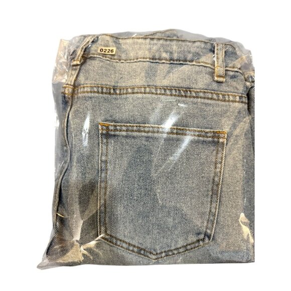 Papaya Flared Jeans Mid Rise Distressed Denim Stretch Medium Wash Blue Size 3 - Picture 10 of 10